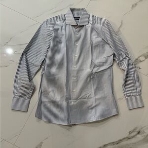 Suitsupply Blue and White Striped Dress Shirt
